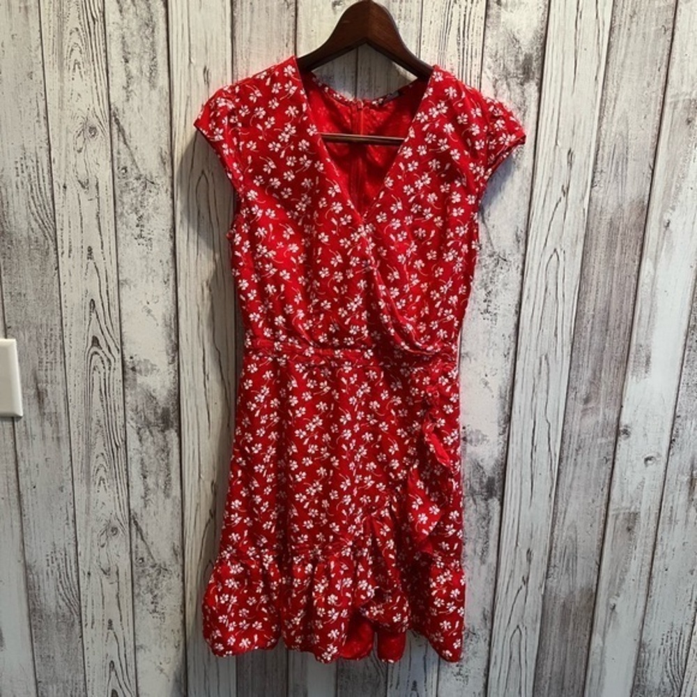 J Crew Mercantile red/white ruffle dress size small